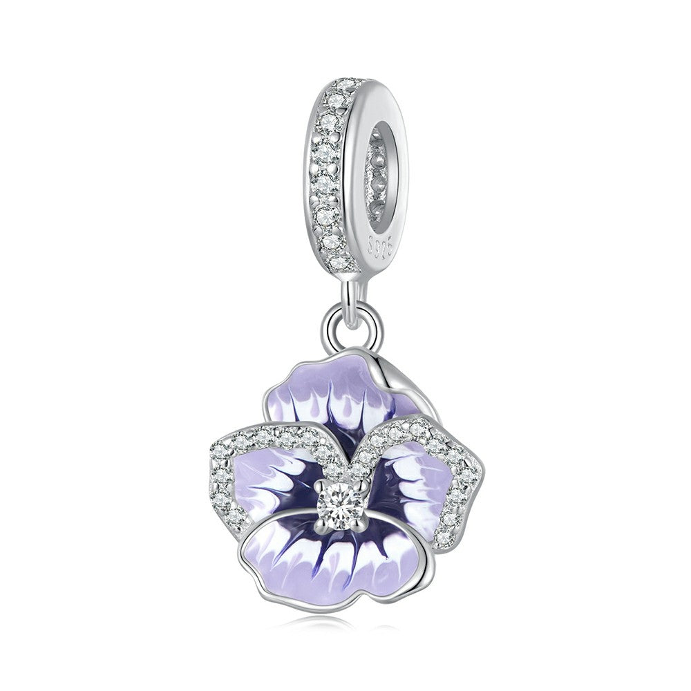 pansy dangle charm 925 sterling silver yb2262