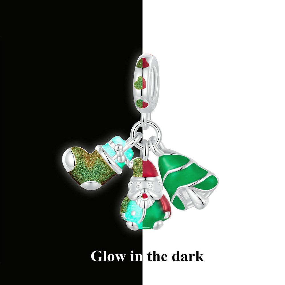 glow in the dark christmas dangle charm 925 sterling silver yb2299