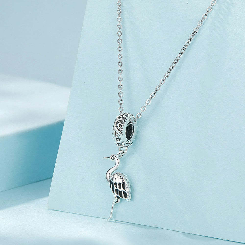 white stork dangle charm 925 sterling silver yb2303