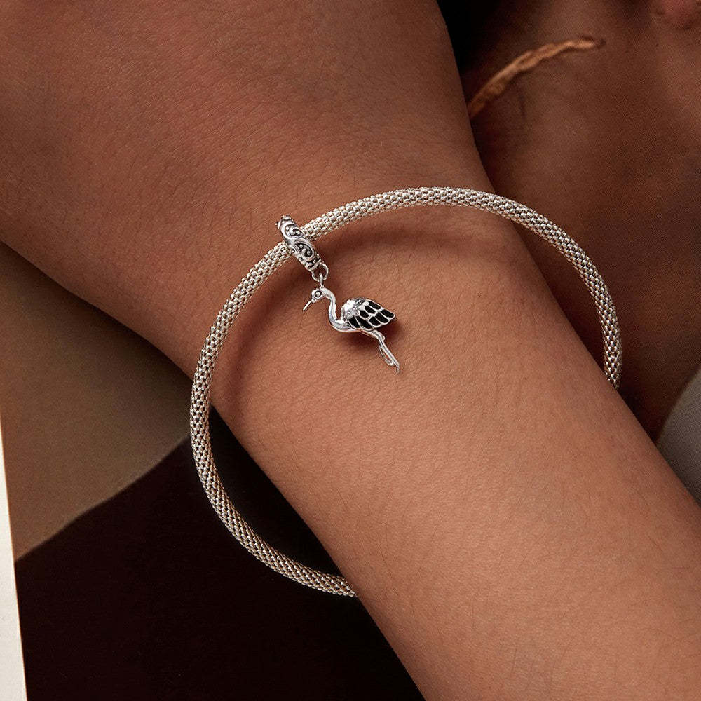 white stork dangle charm 925 sterling silver yb2303