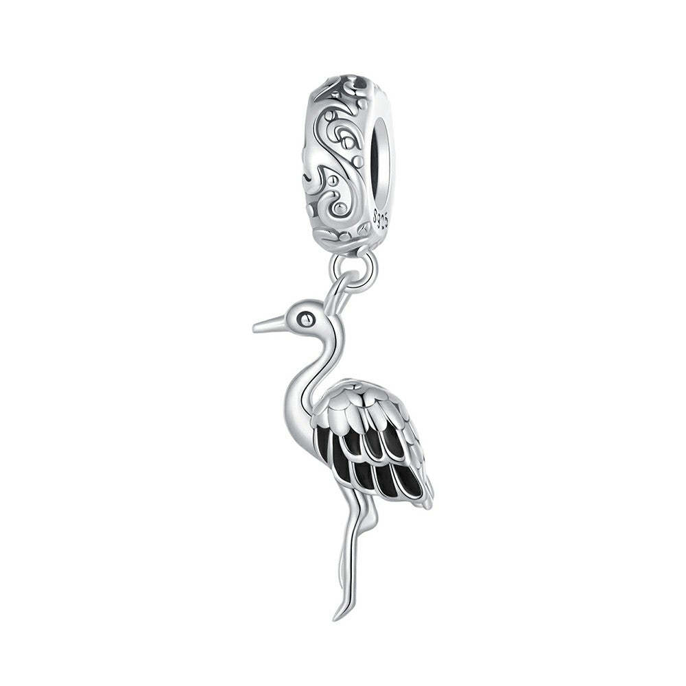 white stork dangle charm 925 sterling silver yb2303