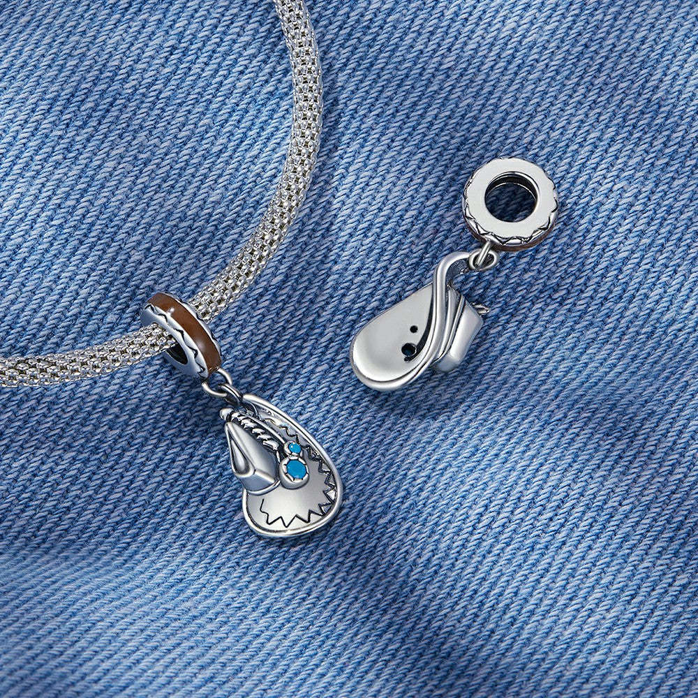cowboy hat dangle charm 925 sterling silver yb2319