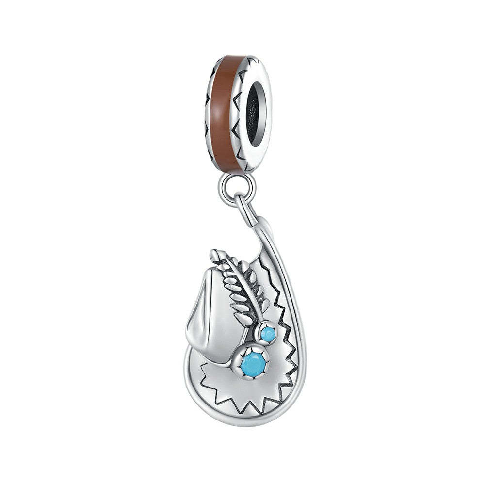 cowboy hat dangle charm 925 sterling silver yb2319