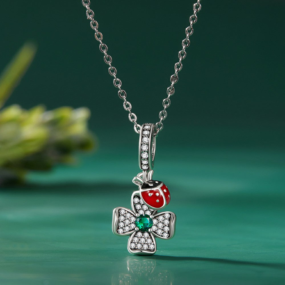 lucky clover ladybug dangle charm 925 sterling silver yb2337