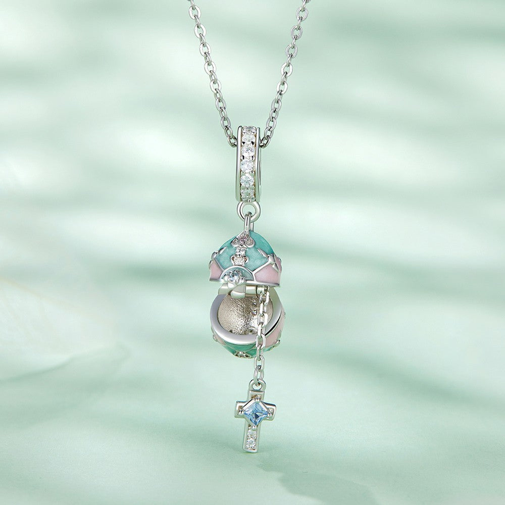 Easter Egg Dangle Charm Silver