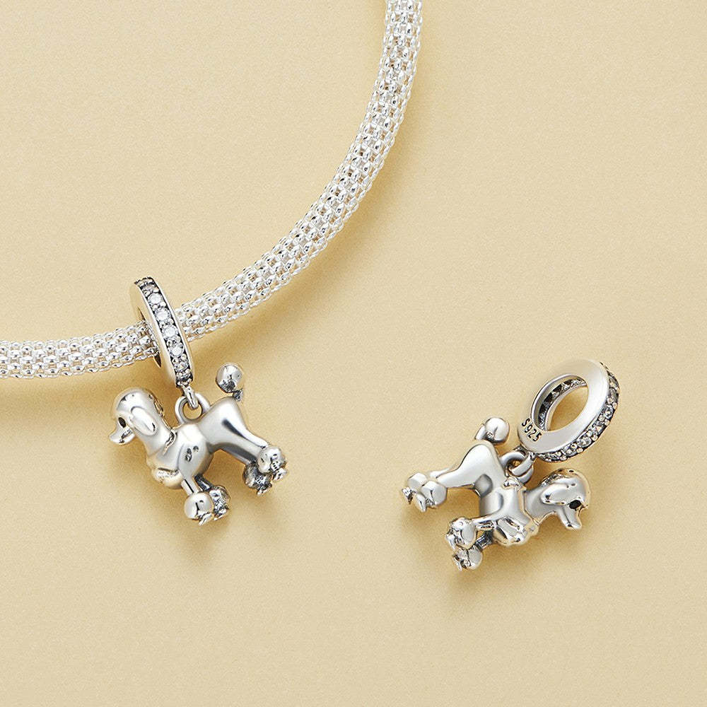 poodle dangle charm 925 sterling silver yb2372