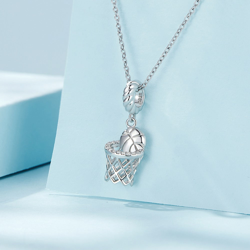 basketball dangle charm 925 sterling silver yb2383