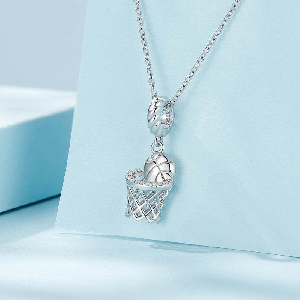 basketball dangle charm 925 sterling silver yb2383