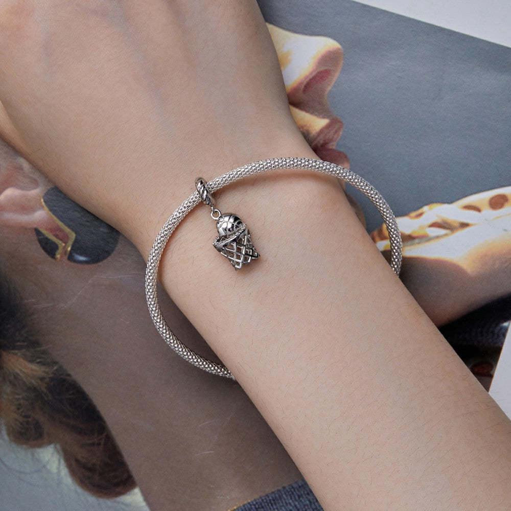 basketball dangle charm 925 sterling silver yb2383