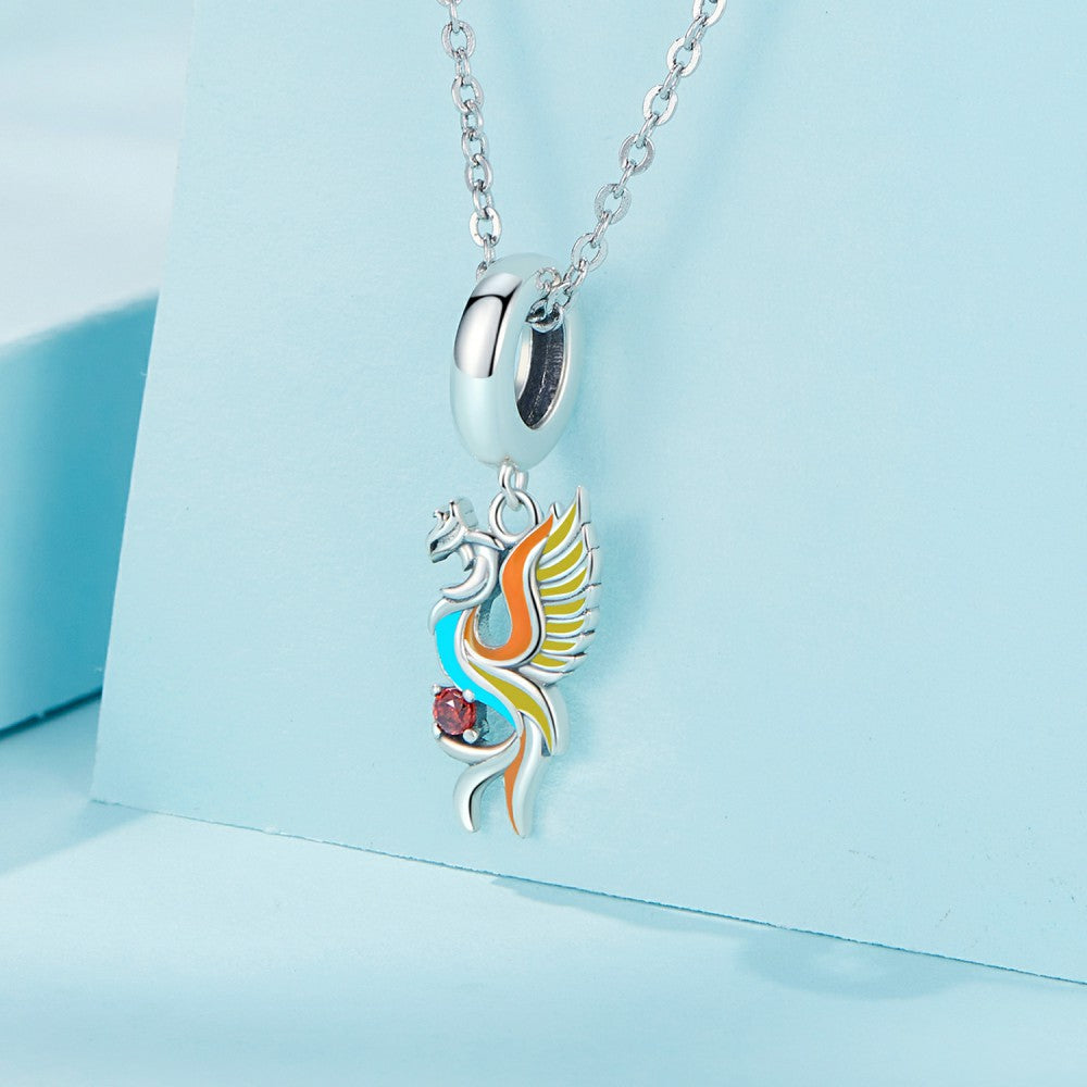 multicolor phoenix enamel dangle charm 925 sterling silver yb2396