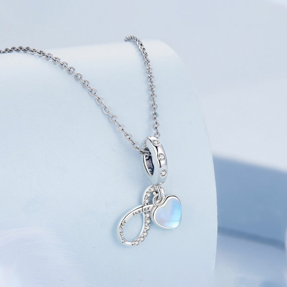 forever sister blue heart dangle charm 925 sterling silver gifts for her yb2409