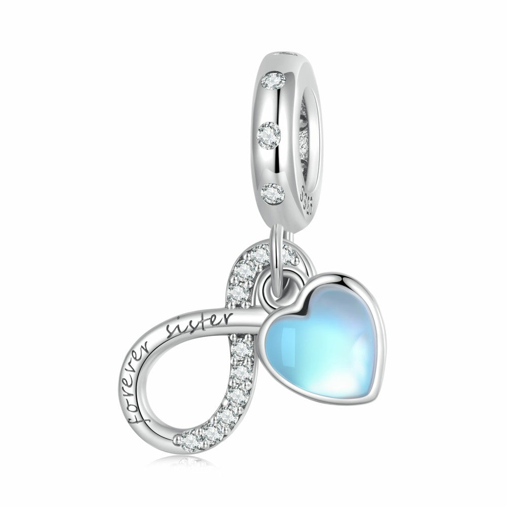 forever sister blue heart dangle charm 925 sterling silver gifts for her yb2409