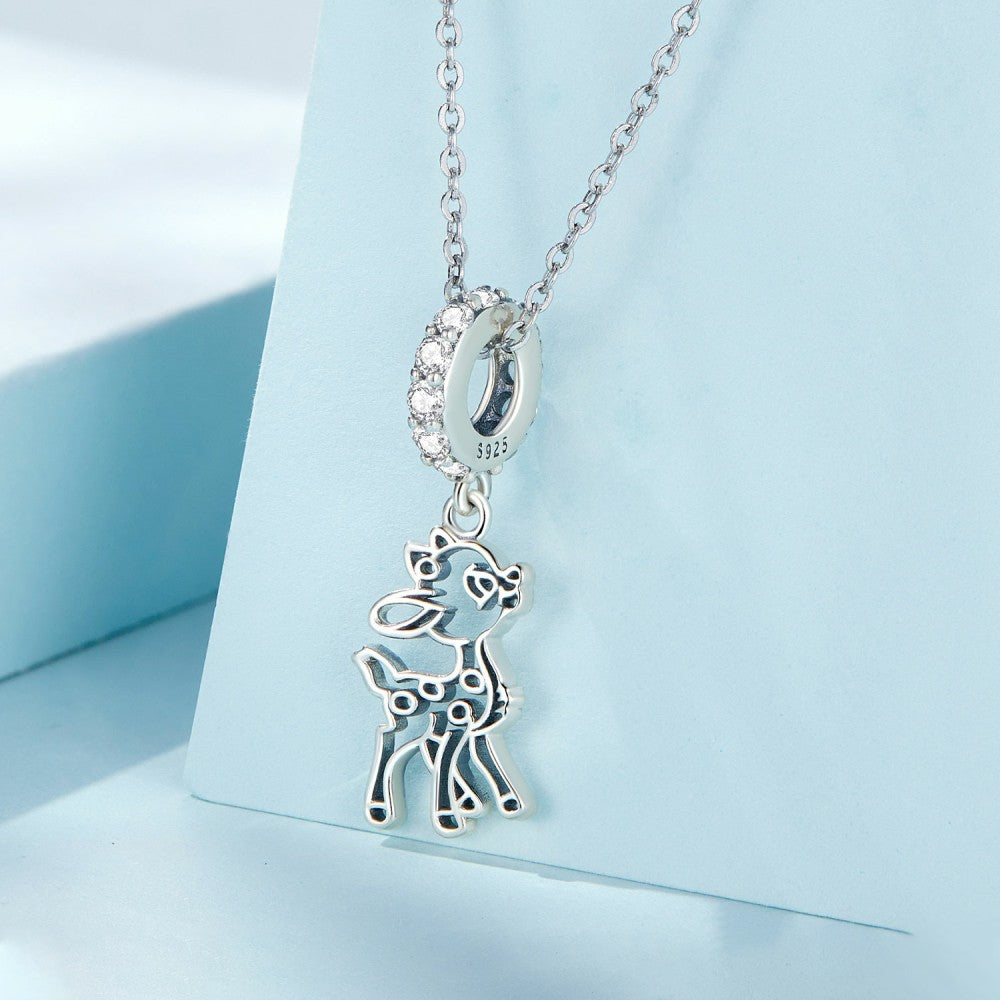 cute deer dangle charm 925 sterling silver yb2413