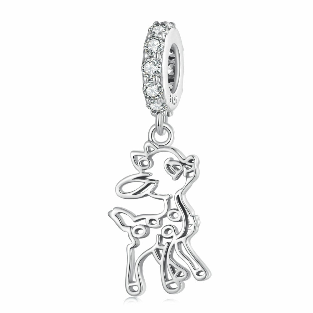 cute deer dangle charm 925 sterling silver yb2413