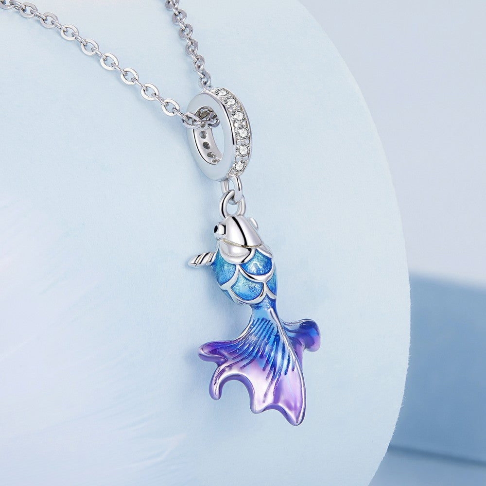blue koi dangle charm 925 sterling silver yb2433