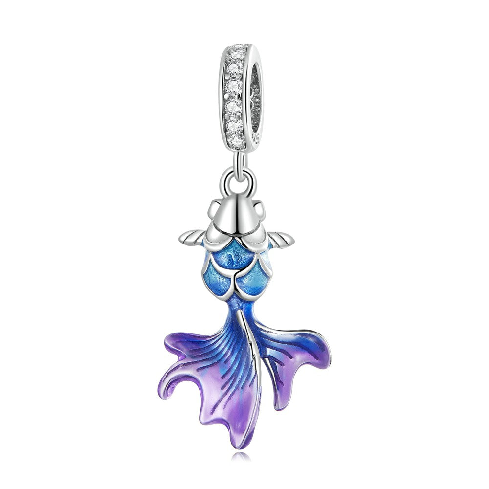 blue koi dangle charm 925 sterling silver yb2433