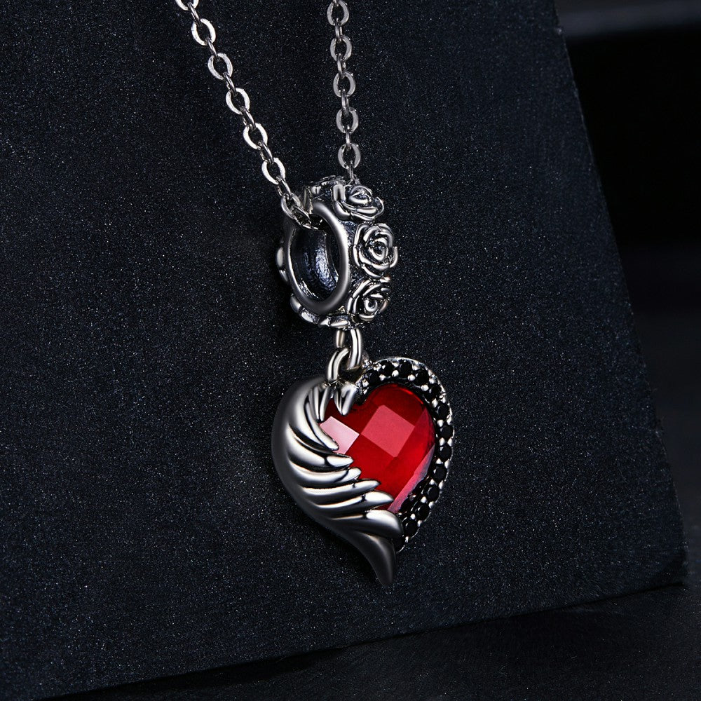 rose heart dangle charm 925 sterling silver yb2447