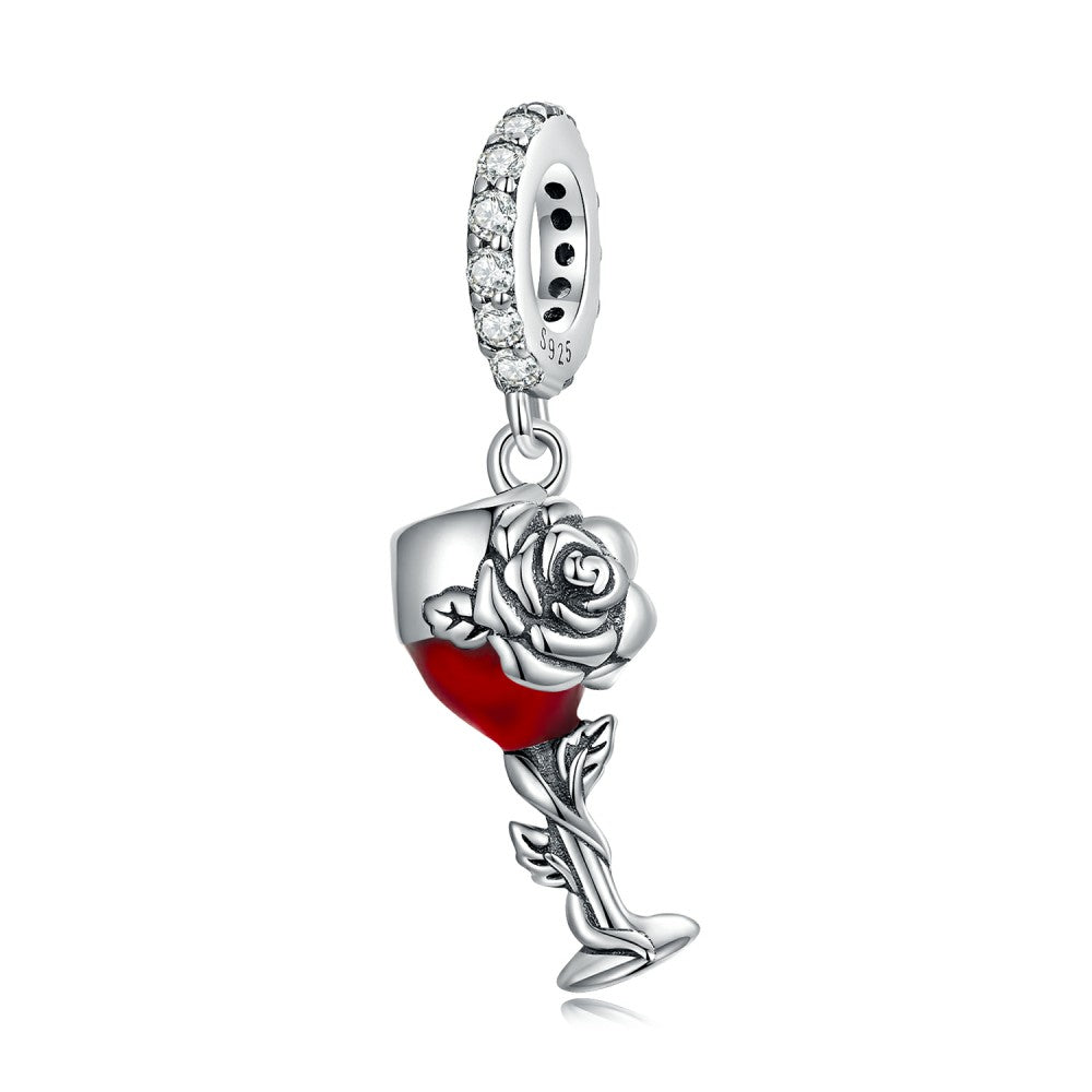 wine glass dangle charm 925 sterling silver yb2471