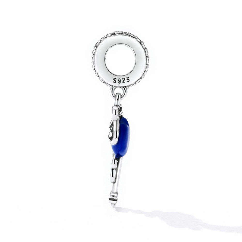 blue heart evil eye dangle charm 925 sterling silver yb2483