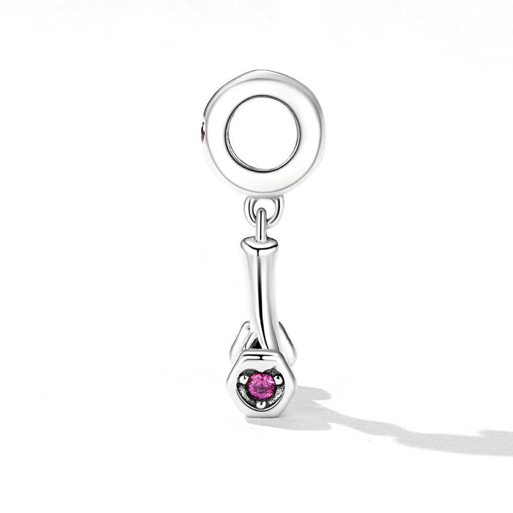 Fitness Dumbbells Dangle Charm Silver