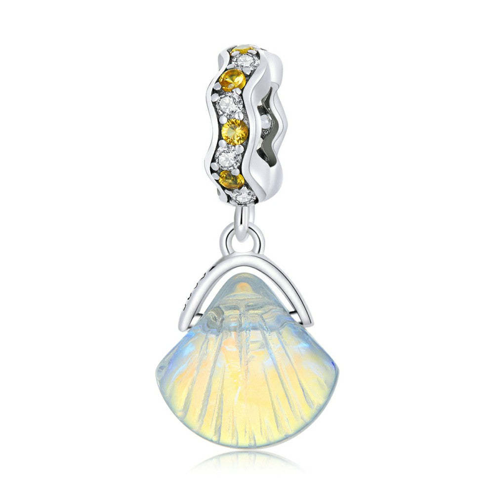 glass shell dangle charm 925 sterling silver yb2527