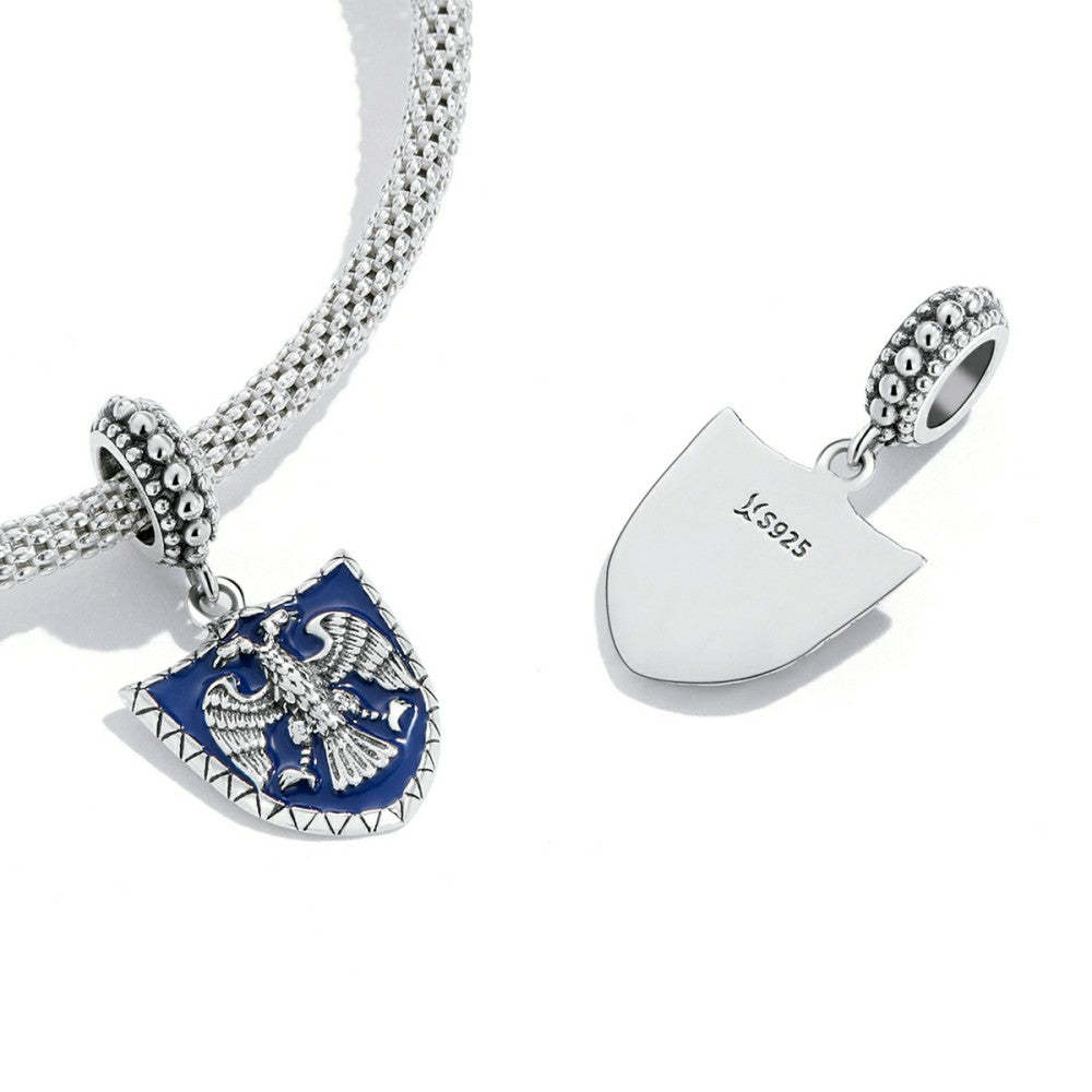 double headed eagle shield dangle charm 925 sterling silver yb2543