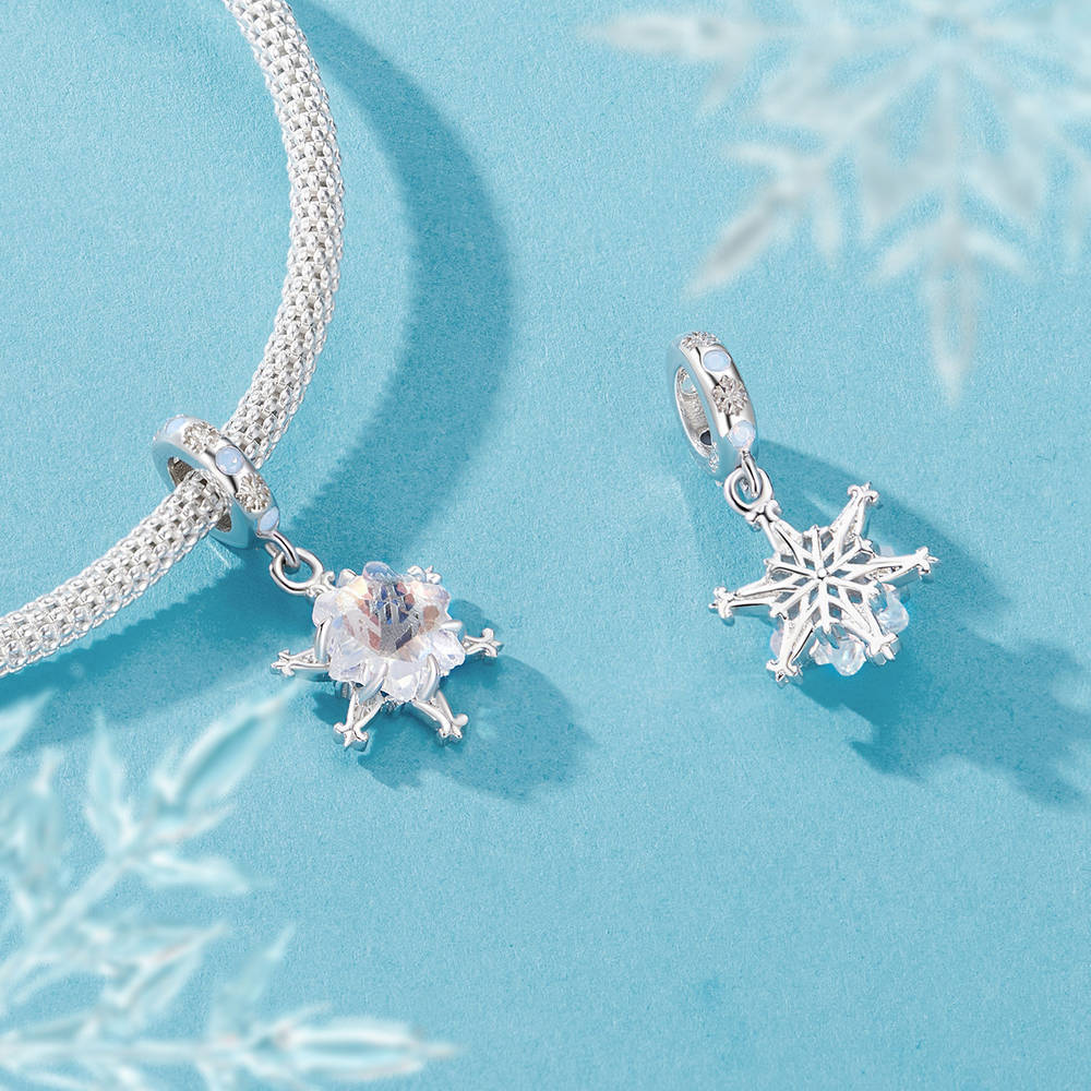 Ice Flower Pendant Dangle Charm Silver Christmas Gifts - soufeelau