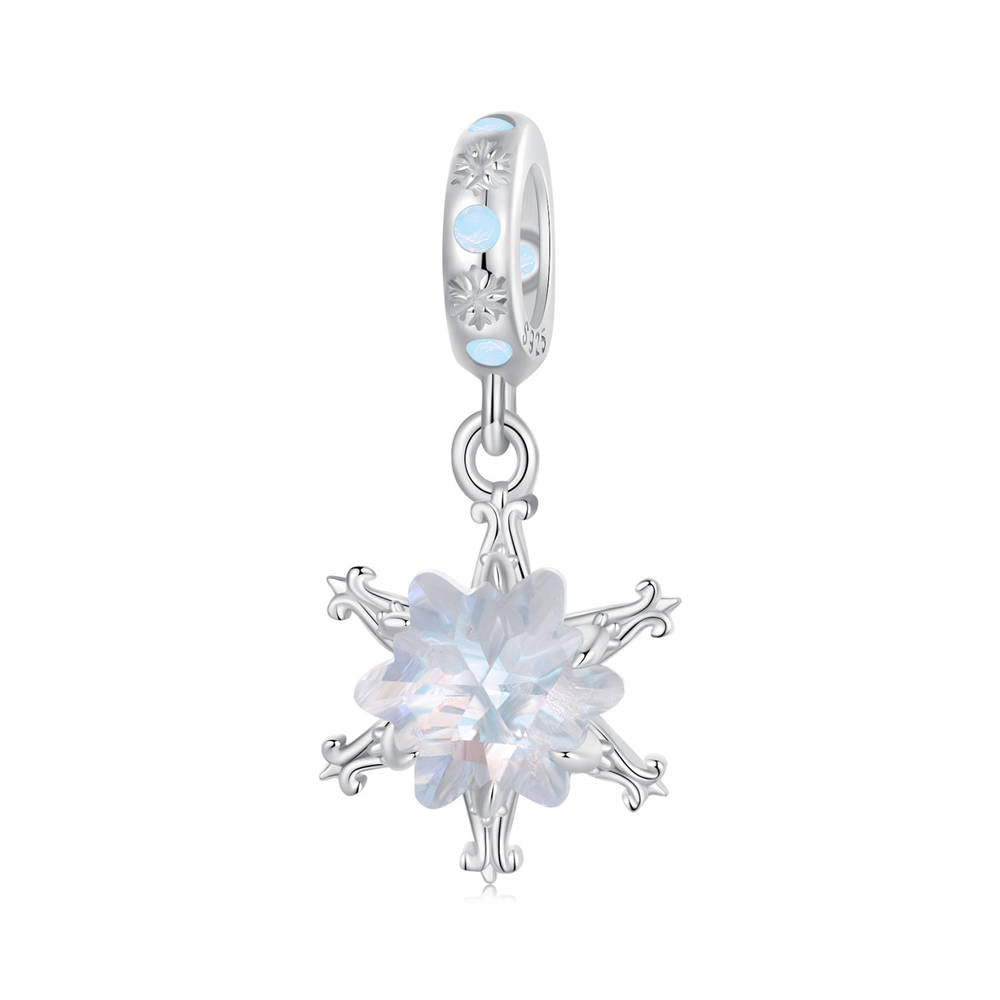 Ice Flower Pendant Dangle Charm Silver Christmas Gifts - soufeelau