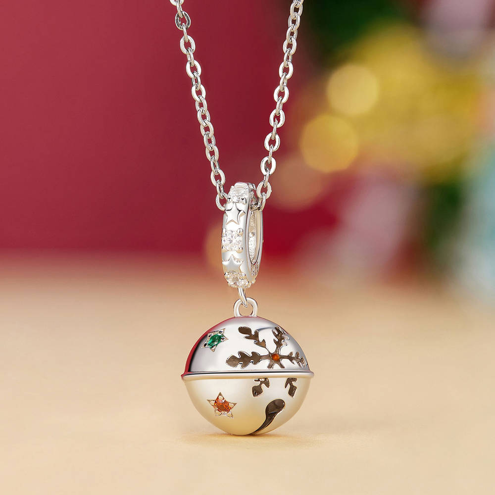 Christmas Bell Pendant Dangle Charm Silver Christmas Gifts - soufeelau
