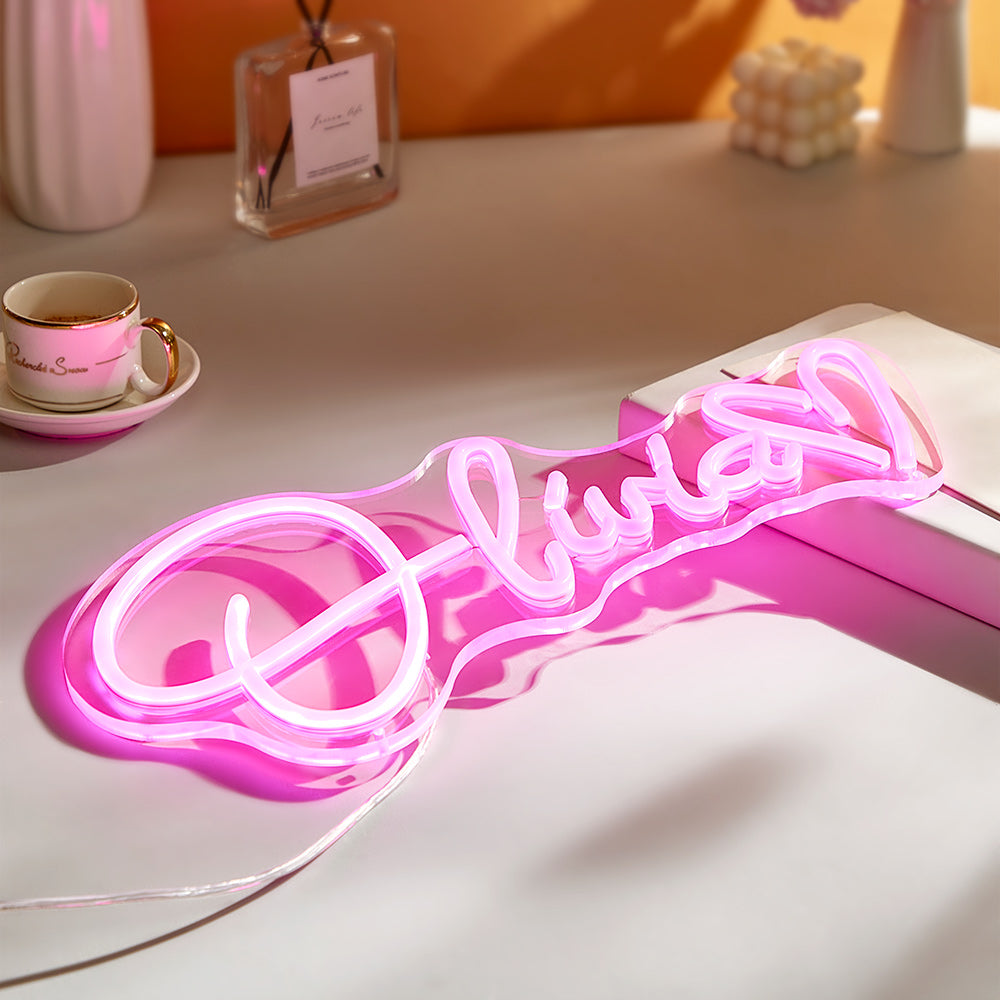 Custom Name Pink Adjustable Lamp Personalized Love Heart Neon Sign Children's Room Decor - soufeelau