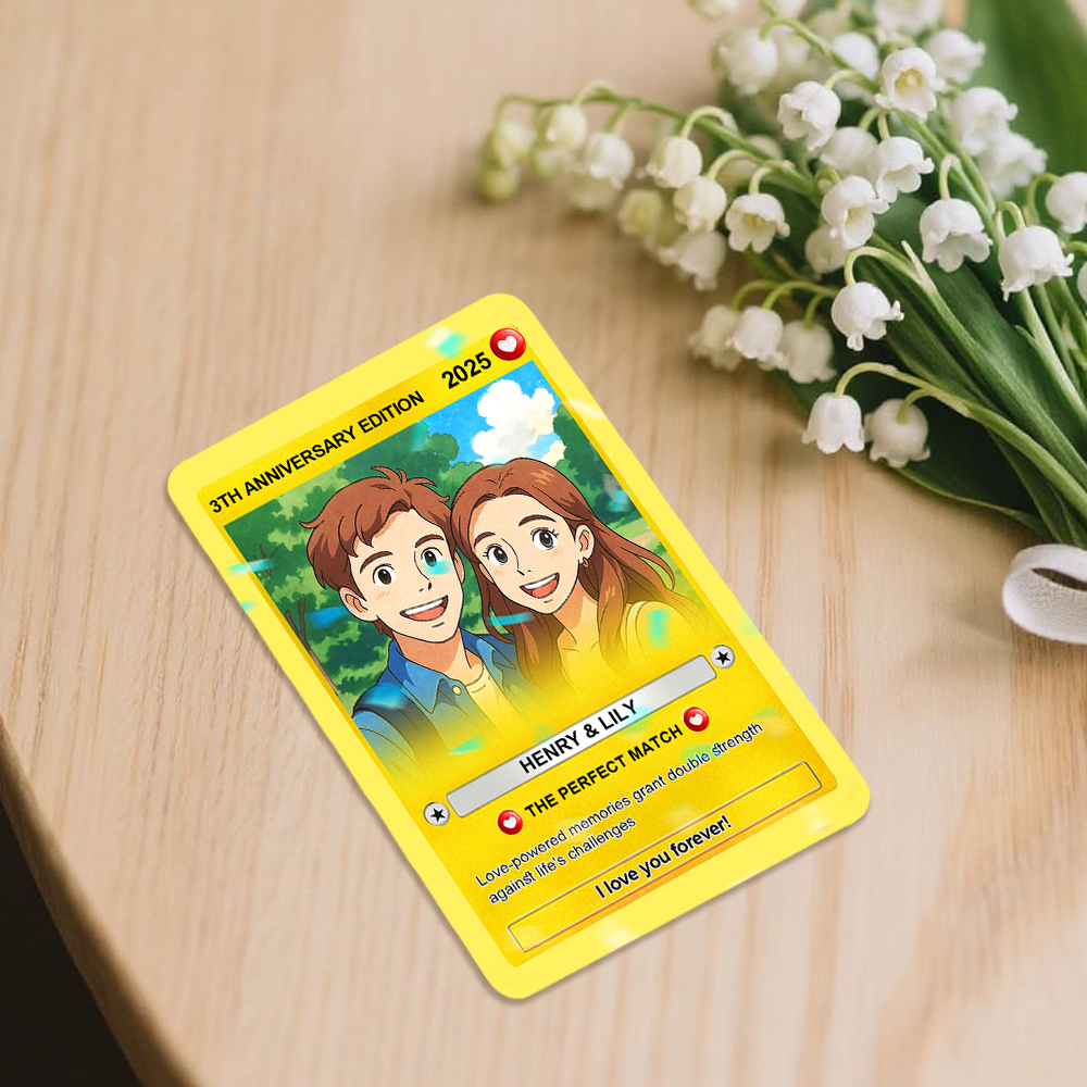 Personalized Anniversary Anime Card Custom Photo Anime Card Gamer Gifts for Husband - soufeelau