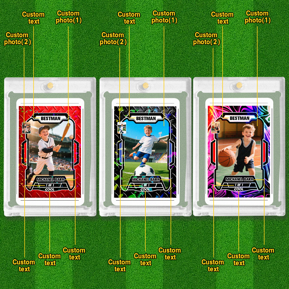 Custom Poke Kids Card Sport Portrait from Photo Personalized Sports-Themed Trainer Card with Custom Name & Stats Unique Gift for Athletes & Fans - soufeelau