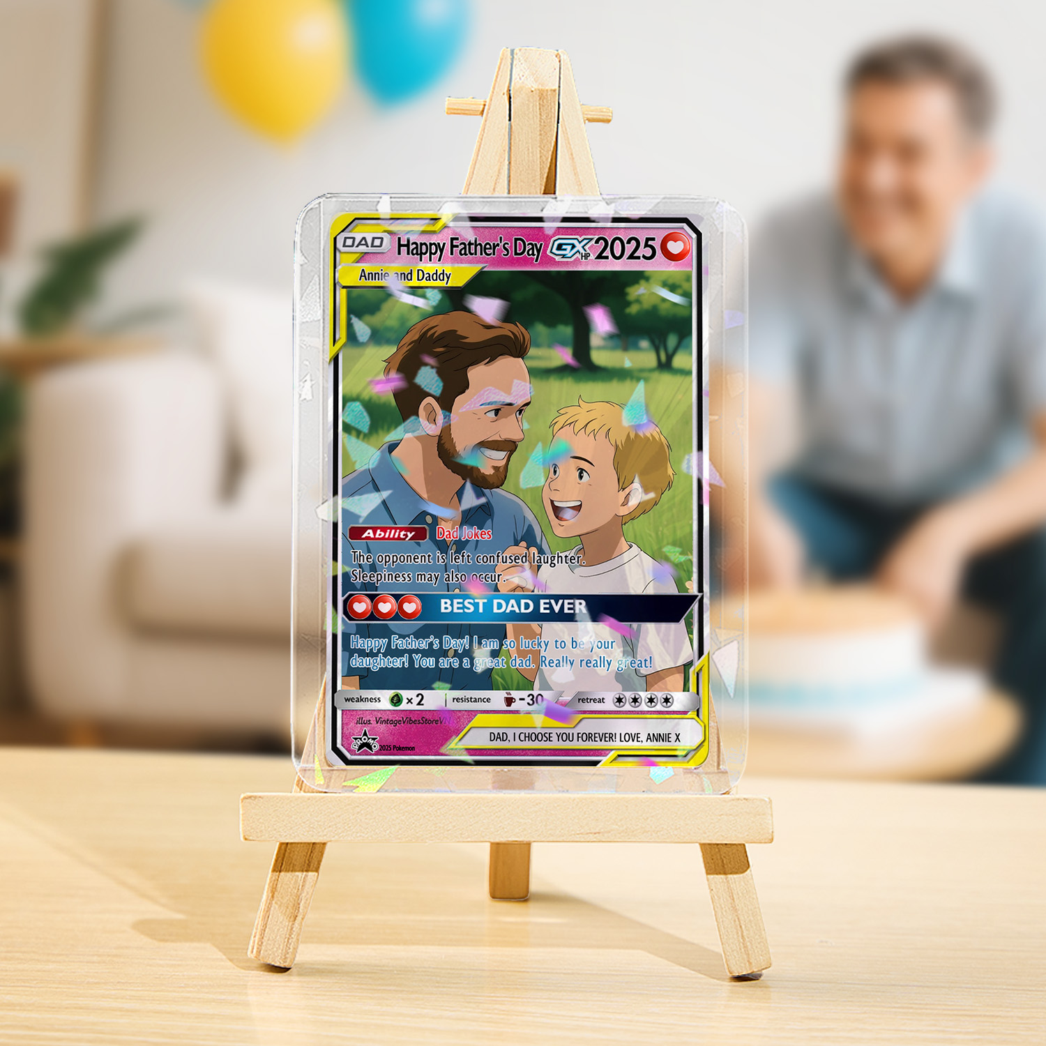 Personalized Father's Day Poke Card, Custom Photo Art Card, Best Dad Wallet Card Gift For Dad, Father's Day Gift From Kids, New Dad Gift - soufeelau