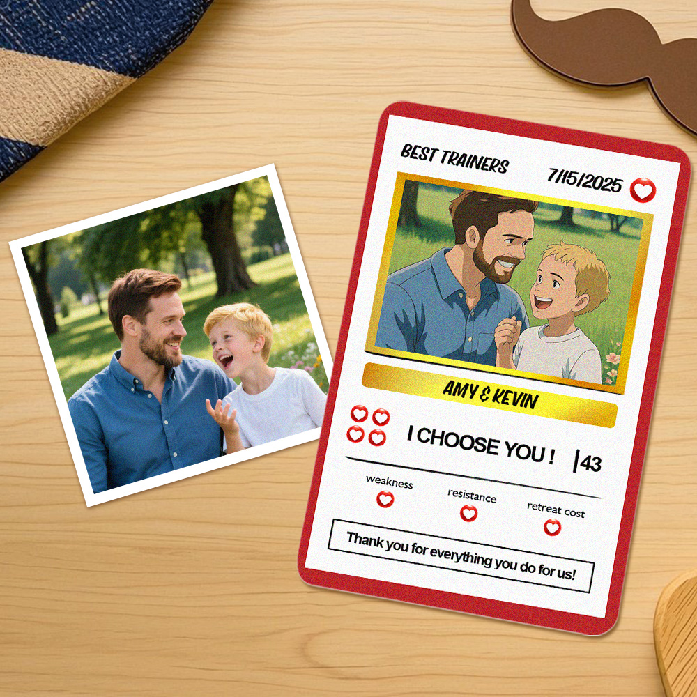 Personalized Poke Card Custom Photo and Text Father's Day Gifts - soufeelau