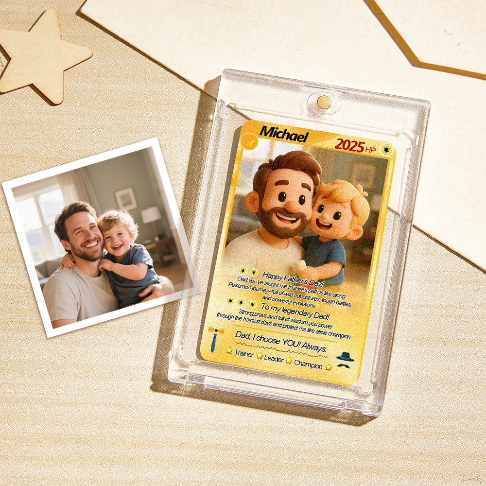 Custom Cards Personalized Photo and Text Anime Style Clay Style Trading Card Father's Day Gifts - soufeelau