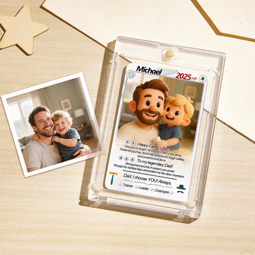 Custom Cards Personalized Photo and Text Anime Style Clay Style Trading Card Father's Day Gifts - soufeelau