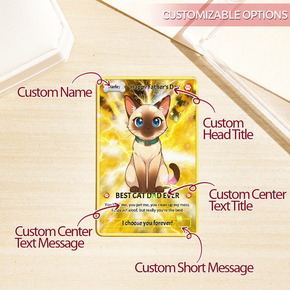 Custom Pet Hologram Card Dog Dad Gift Gift For Pet Lover Pet Portrait Anime Card Holographic Pet Card - soufeelau