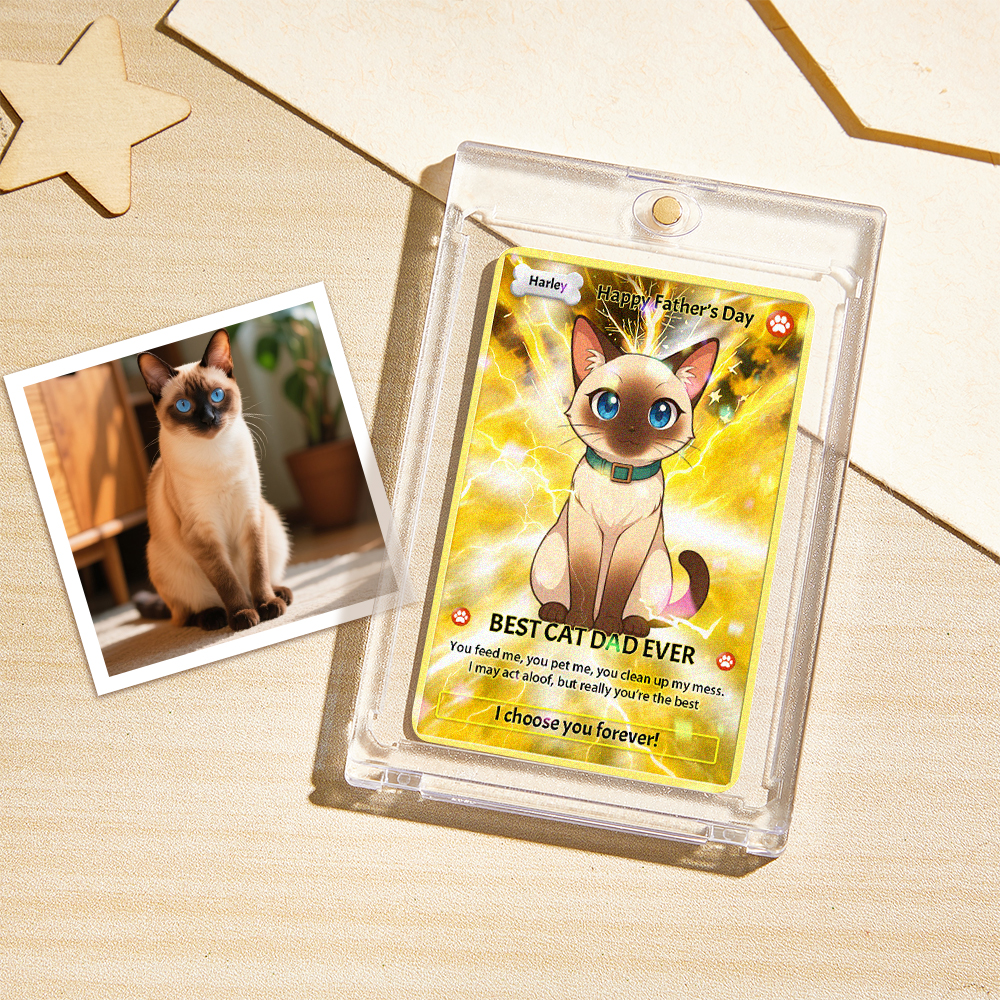 Custom Pet Hologram Card Dog Dad Gift Gift For Pet Lover Pet Portrait Anime Card Holographic Pet Card - soufeelau