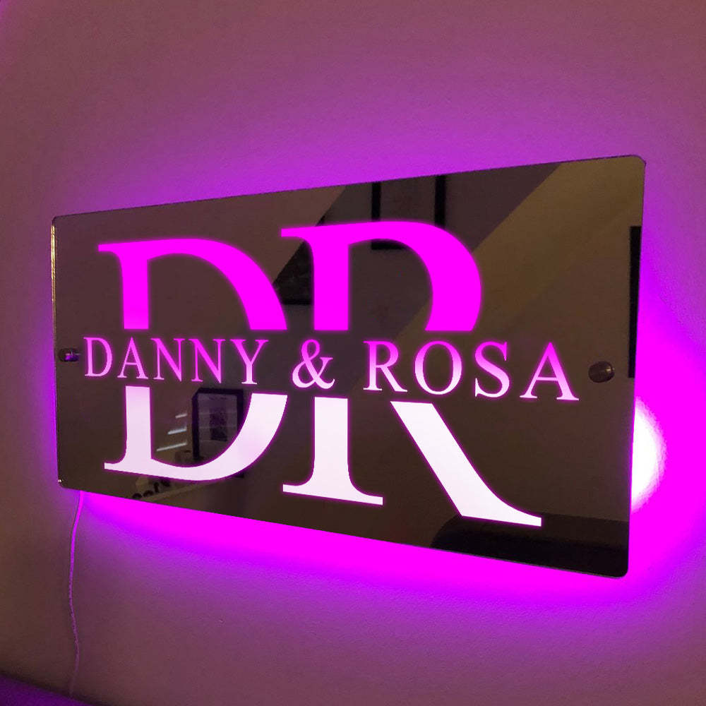 Personalized Name Mirror Light House Sign Couple Gift - soufeelau