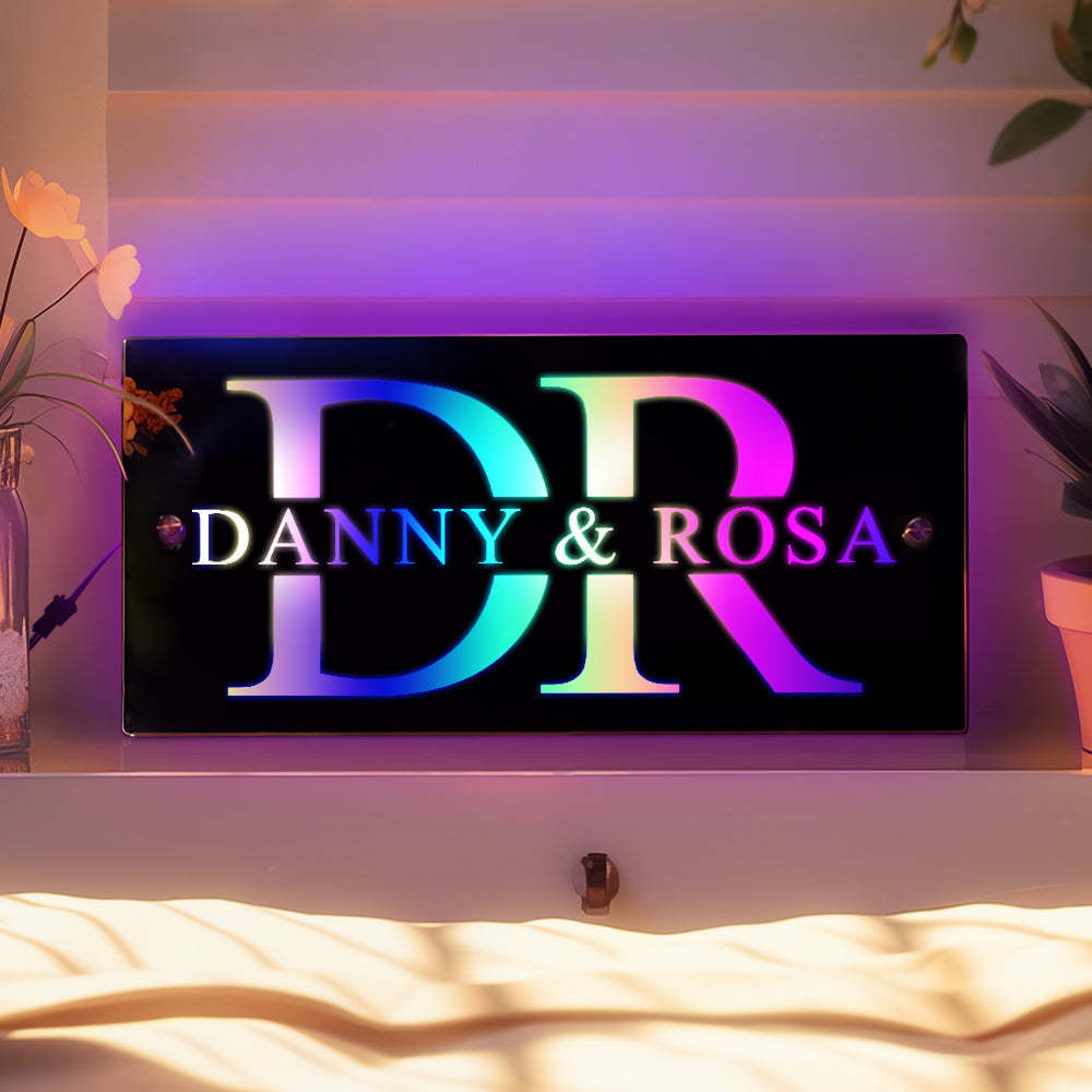 Personalized Name Mirror Light House Sign Couple Gift - soufeelau