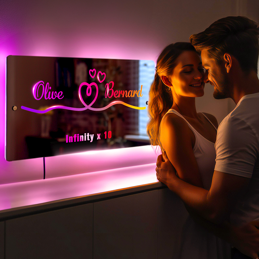 Custom Mirror Night Light Anniversary Gifts for Lover Special Gift - soufeelau