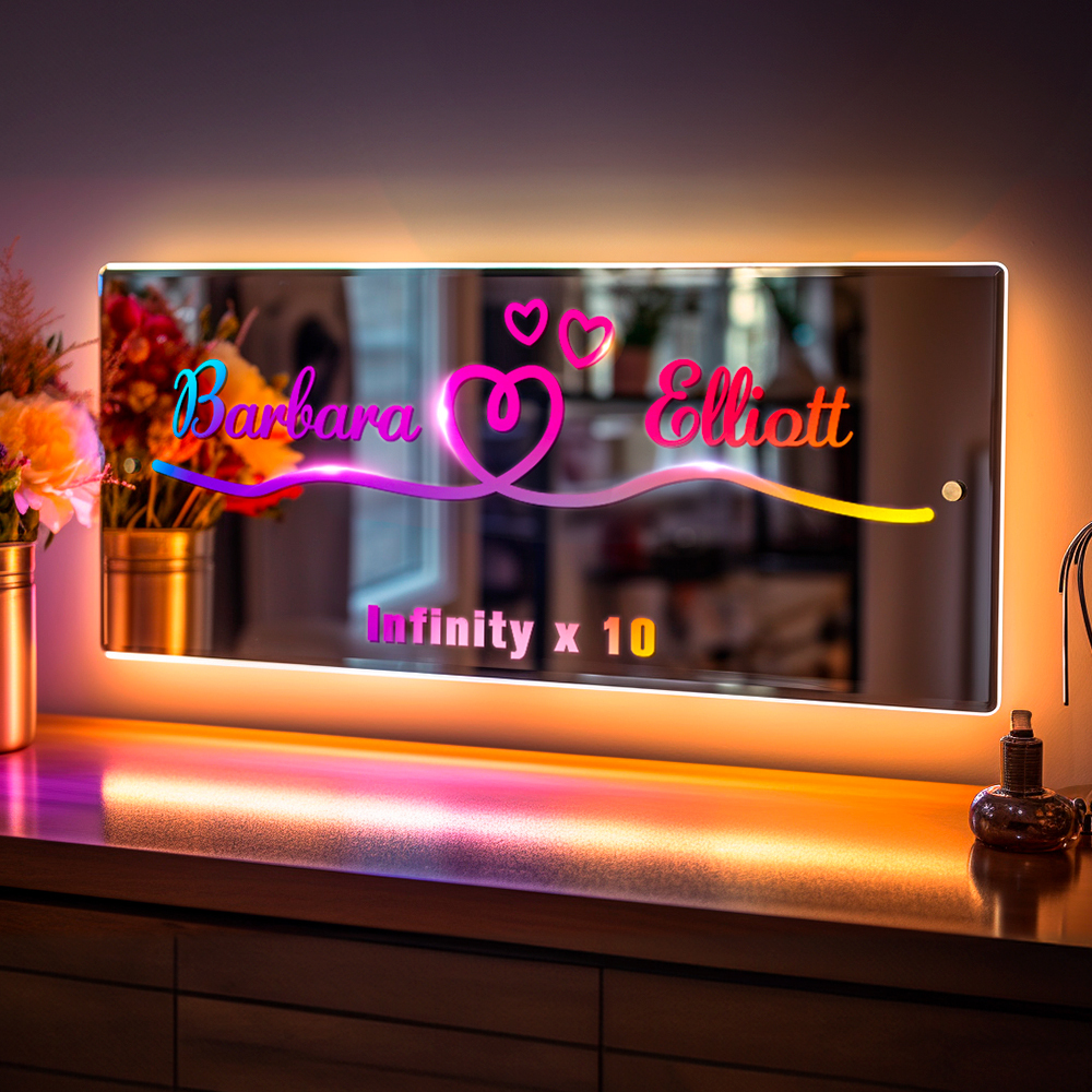 Custom Mirror Night Light Anniversary Gifts for Lover Special Gift - soufeelau