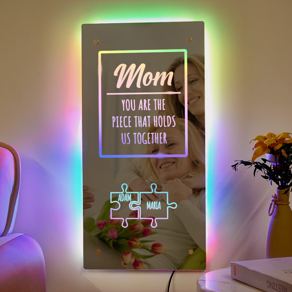 Personalized Name Mirror Light Mom Puzzle Family Gift - soufeelau