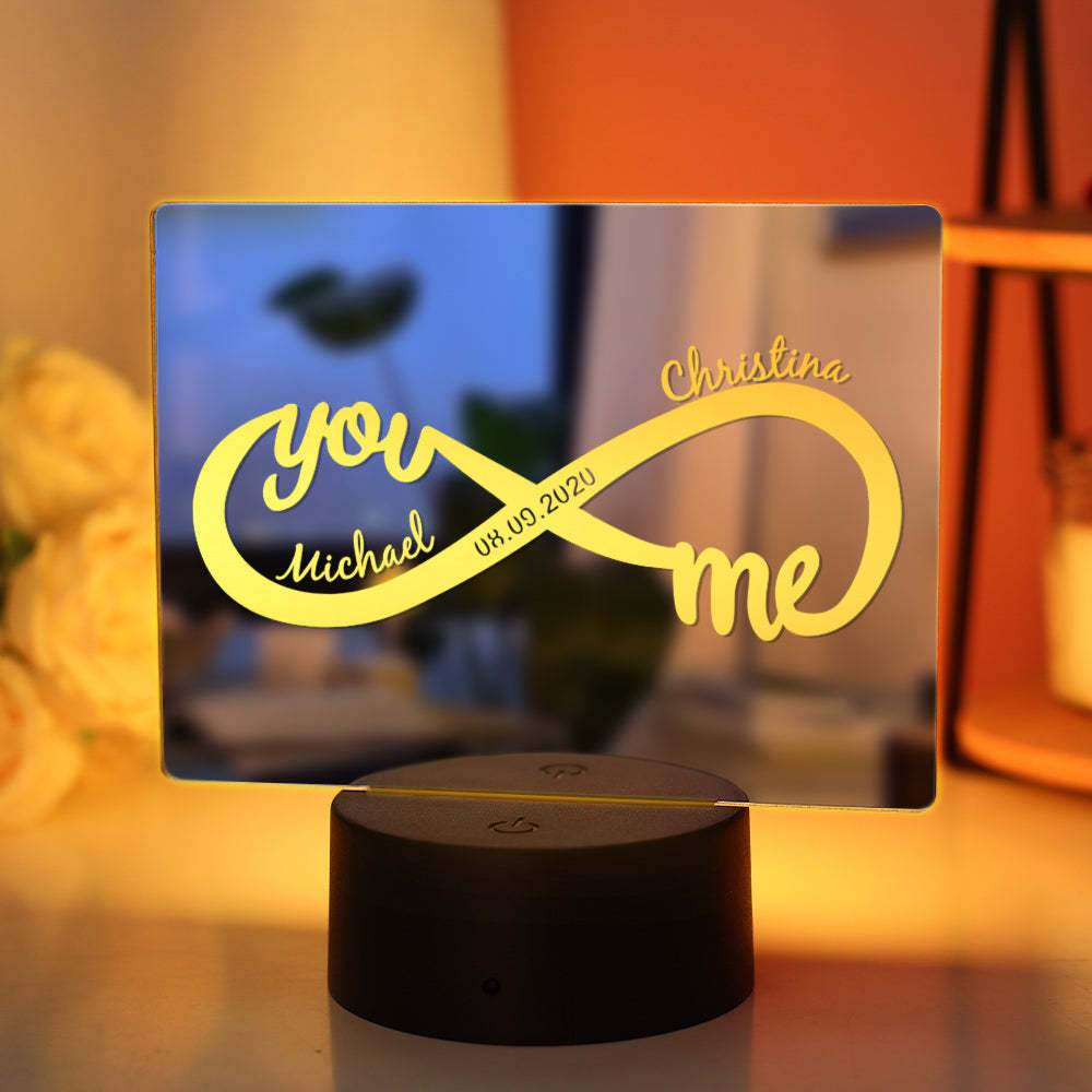 Personalized Name Mirror Lamp Infinity Love Gift for Couple - soufeelau