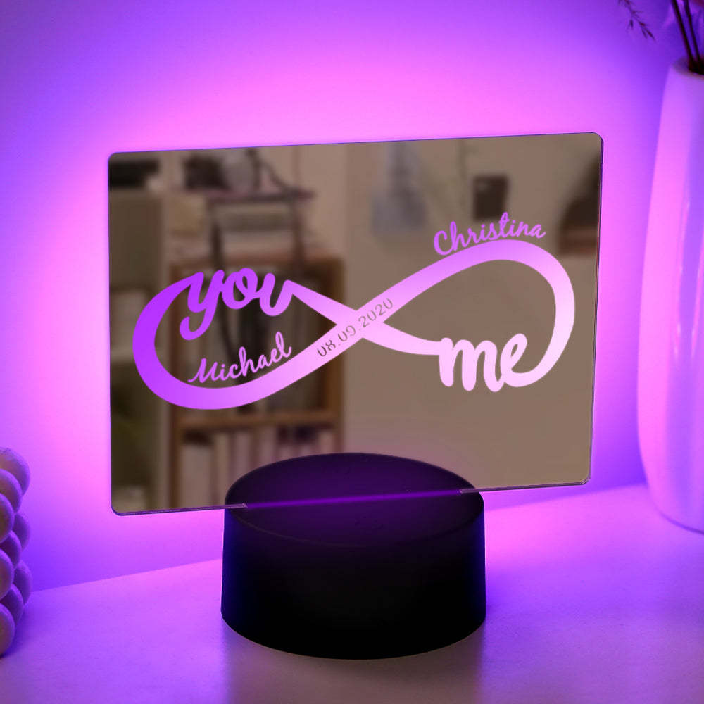 Personalized Name Mirror Lamp Infinity Love Gift for Couple - soufeelau