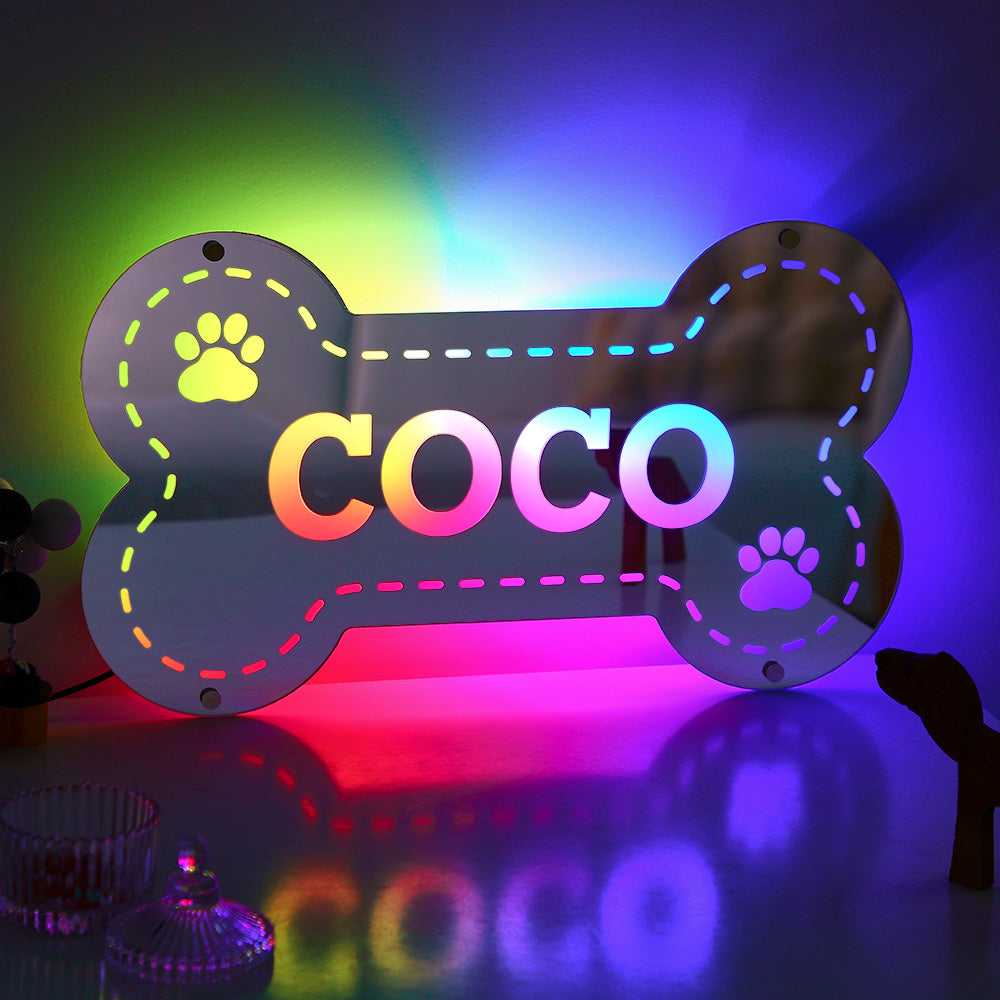 Custom Name Mirror Light Creative Bone Pet Home Gift - soufeelau
