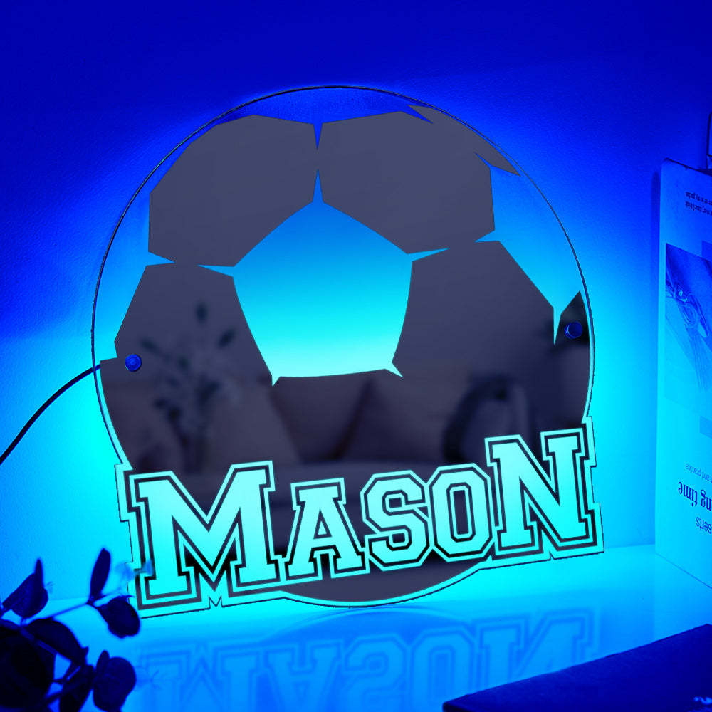 Personalized Name Mirror Light Soccer Gift for Men - soufeelau