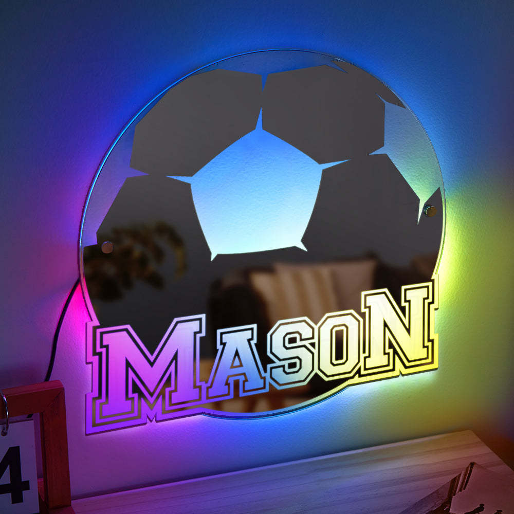 Personalized Name Mirror Light Soccer Gift for Men - soufeelau