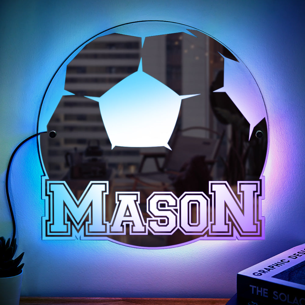 Personalized Name Mirror Light Soccer Gift for Men - soufeelau