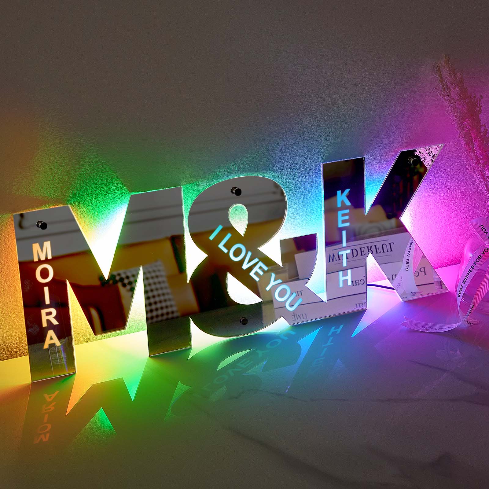 Personalized Couple Letter Mirror Light - soufeelau